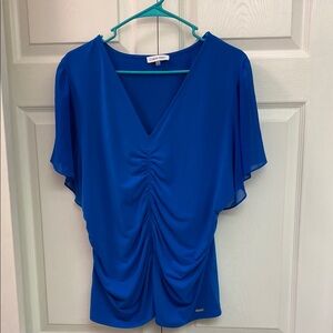 Calvin Klein Women's Royal Blue Ruched Blouse
